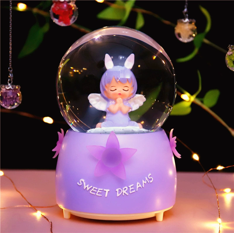 Music glass music box with light for students, creative gift