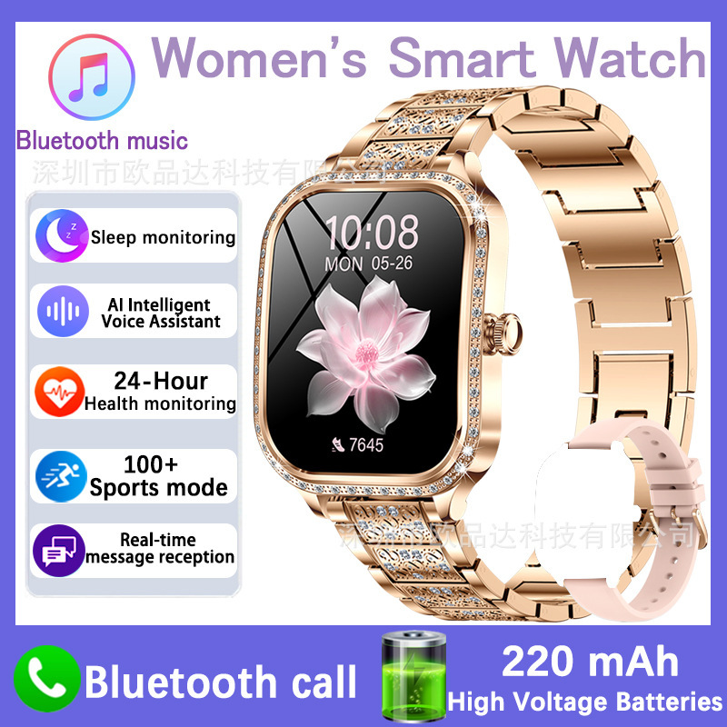 [Cross-Border Supply] Women's Smart Watch Heart Rate Blood Pressure Blood Oxygen Bluetooth Fashion Bluetooth Call Watch Mk88
