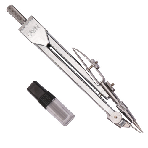 Deli 8601 compass lead core 2-piece set for metal students drawing measurement learning stationery engineering design
