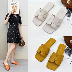 スリッパの女性2022夏の一字の皮の面の外は方の頭の女性の涼しい外国貿易の怠け者の大きいサイズのビーチの靴を着ます。