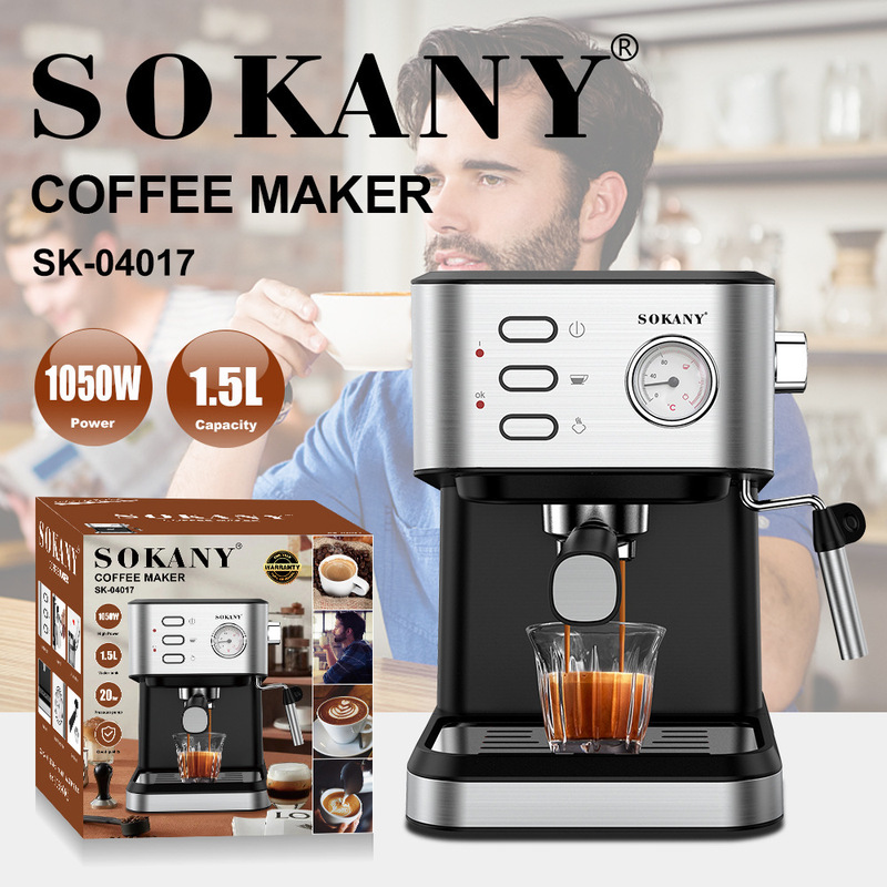 SOKANY04017咖啡机家用小型半自动高压蒸汽式打奶泡一体coffee|undefined
