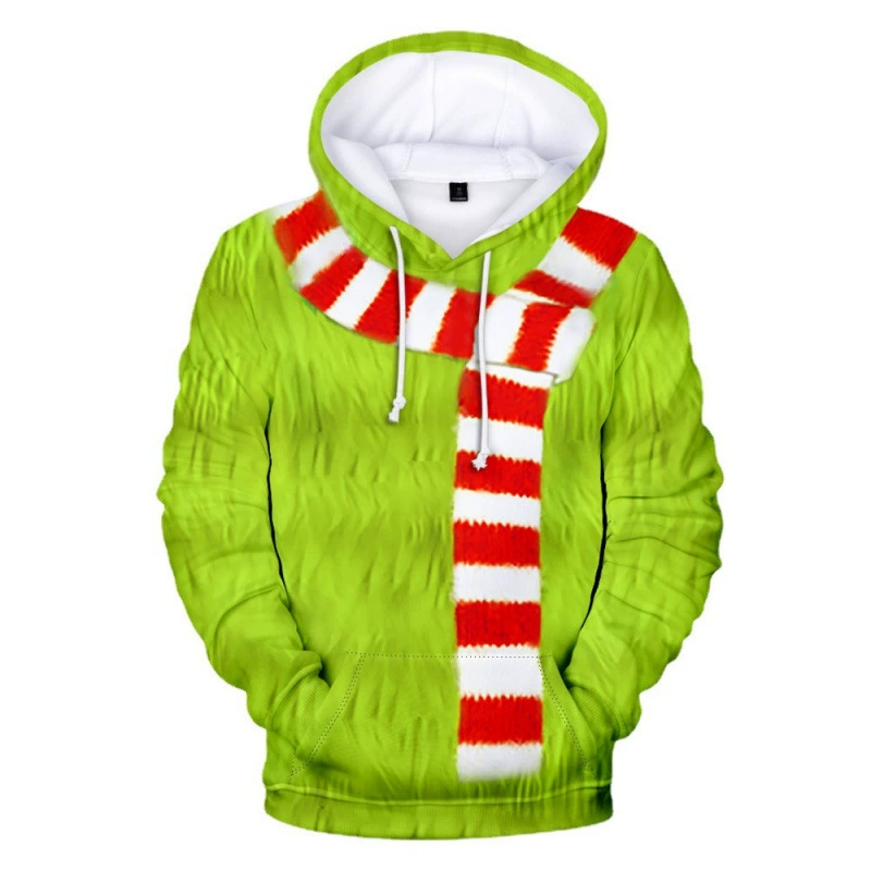 Зеленые волосы винит Гринч свитер для мужчин и женщин 3 цифровой принт Amazon, Европа, Европа, внешняя торговля Рождественский свитер с капюшоном