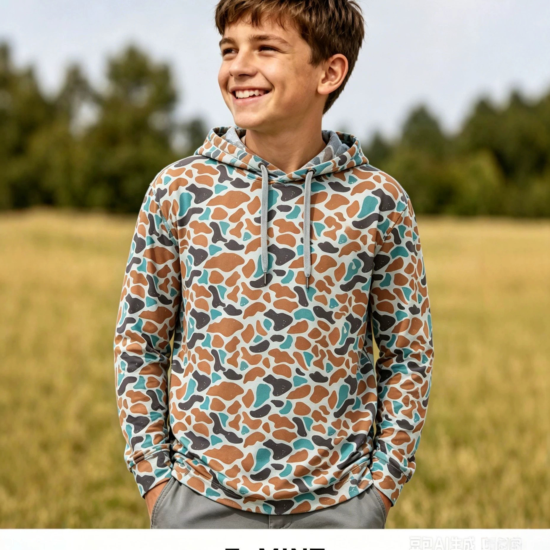 2026 Cross-Border Children's Sun Protection Shirt with Hood, Camouflage, Multi-Color. Directly Approved from the Source Factory