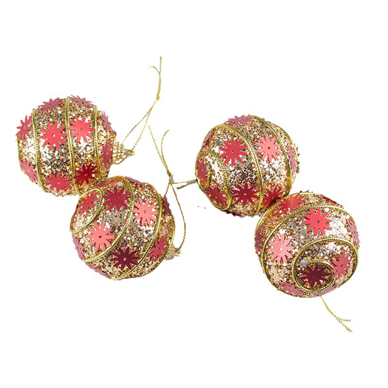 6cm una caja de 8 copo de nieve colgantes decorativos oro Navidad bola Navidad árbol adornos vacaciones suministros