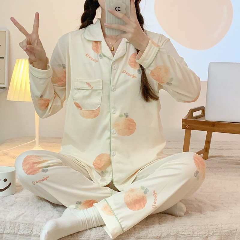 Fábrica directa primavera / otoño / verano meses pijamas embarazadas cardigans de manga larga con la solapa de dibujos animados ropa de alimentación set