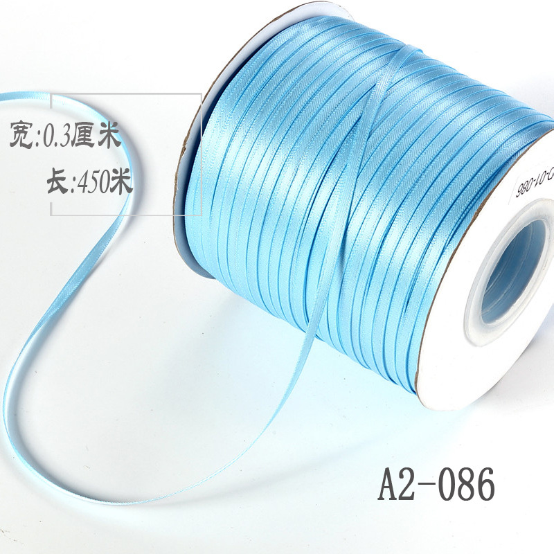 3mm de doble cara cinta de poliéster arco DIY cinta globo cuerda etiqueta grano embalaje fino cinta ropa satén
