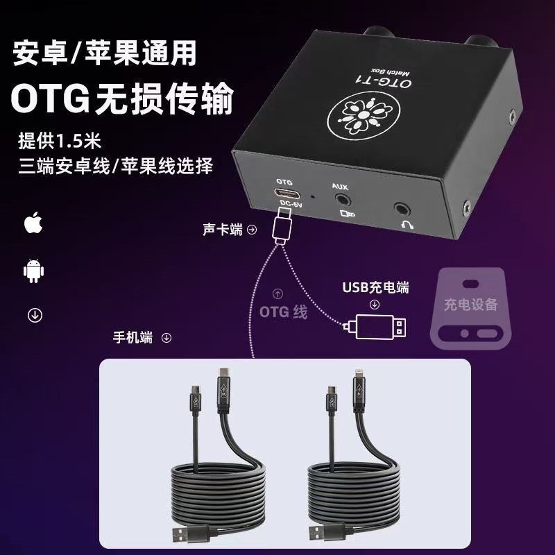 Convertidor de Tarjeta de Sonido OTG Estéreo Sin Pérdidas para Teléfono y Computadora
