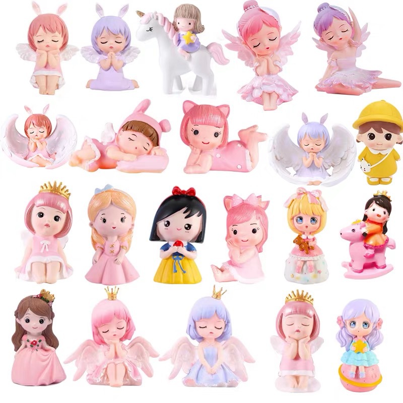 Vinyl Annie Baby Cake Ornament Princess Bella Michelle Big Wings Feather Deer Girl Cake Decoration