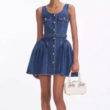 明星同款牛仔吊带连衣裙女 2025 夏新款法式小个子收腰显瘦蓬蓬裙