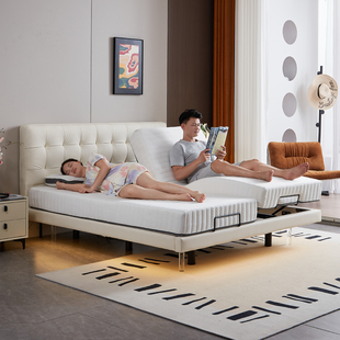 # waffle intelligent electric split bed modern simple master bedroom multi-function lifting without disturbing double suspension
