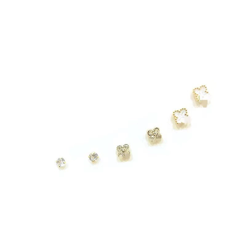 Серебряная игла, серьги, маленький набор, образец серебра 925, четырехлистный клевер, простой и элегантный дизайн