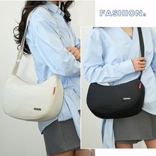 跨境风潮女包2025新款大容量休闲饺子包百搭水洗布单肩斜挎包定制