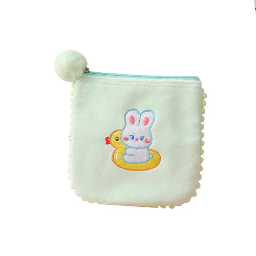 Japanese and Korean cartoon large-capacity sanitary napkin storage bag student portable small bag menstrual bag bear coin purse with hair ball