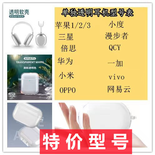 For Apple OPPOvivo Xiaomi Huawei Wireless Bluetooth Transparent Headset Protective Case Earphone Case