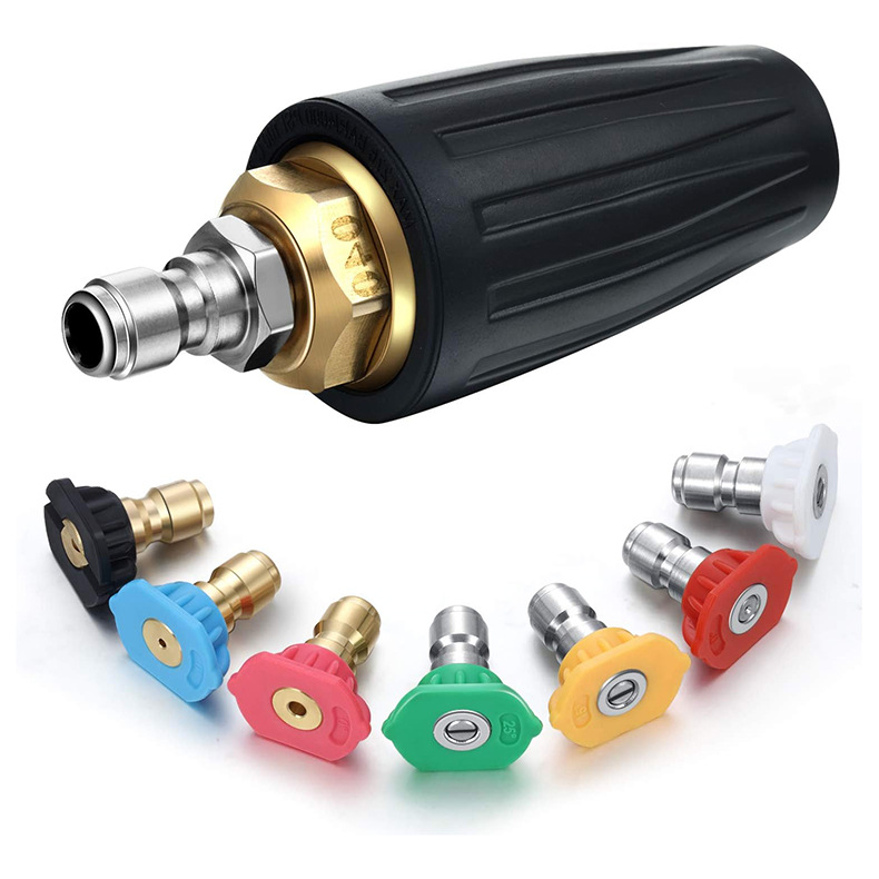 黄铜批发高压洗车机水枪扇形七色喷嘴快插1/4喷头 360度莲花旋转