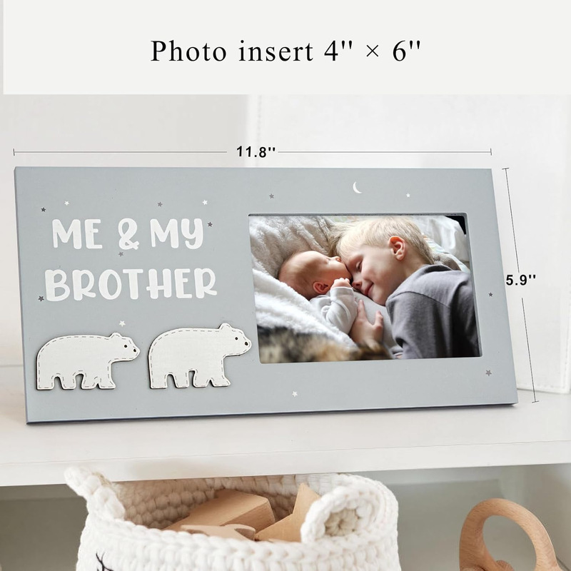 Cross-Border Wooden Polar Bear Brother Frame, Brother and Sister Photo Commemorative Frame, Indoor Desktop Ornaments Decoration Cross-Border Wooden Polar Bear Brother Frame, Brother and Sister Photo Commemorative Frame, Indoor Desktop Ornaments Decoration
