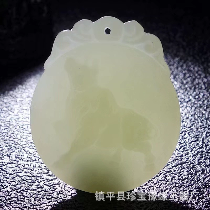 Double-sided pendant white jade, Chinese horoscope