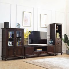American solid wood TV cabinet and coffee table set home TV stand furniture set living room floor cabinet