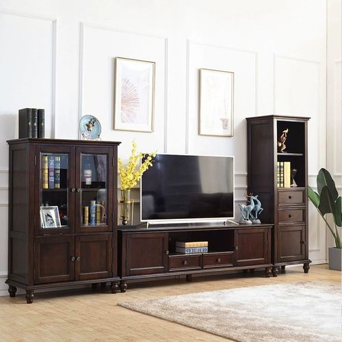 American solid wood TV cabinet and coffee table set home TV stand furniture set living room floor cabinet
