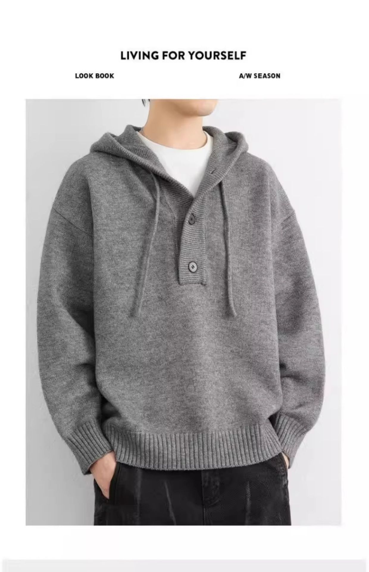Men's Oversized Hooded Sweater Knit Pullover For Winter Style_voghion.com