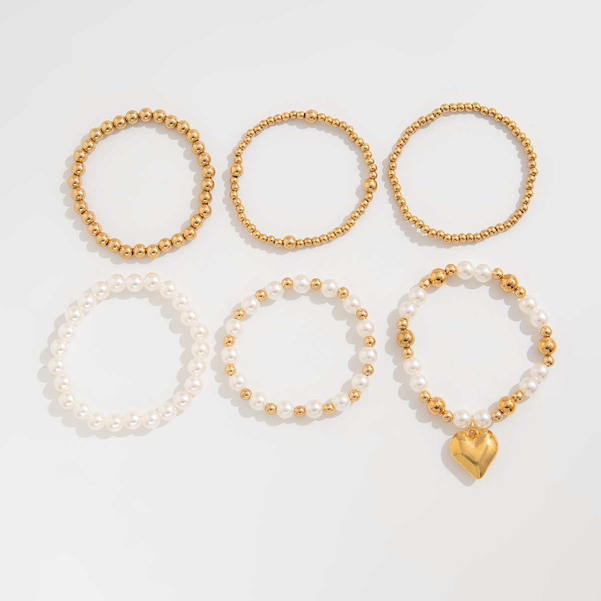 17g Weight CCB Pendant Material Bracelets Classification CCB, Imitation Pearl Chain Material Beaded Chain Chain Type 1 Set Quantity Banquet, Travel Occasion CCB, Imitation Pearl Material Heart Shape Pattern Women's Gender Plating Design Vintage Style Style Vintage Style Heart Shape CCB Imitation Pearl Beaded Chain Beaded Bracelets Wholesale 10
