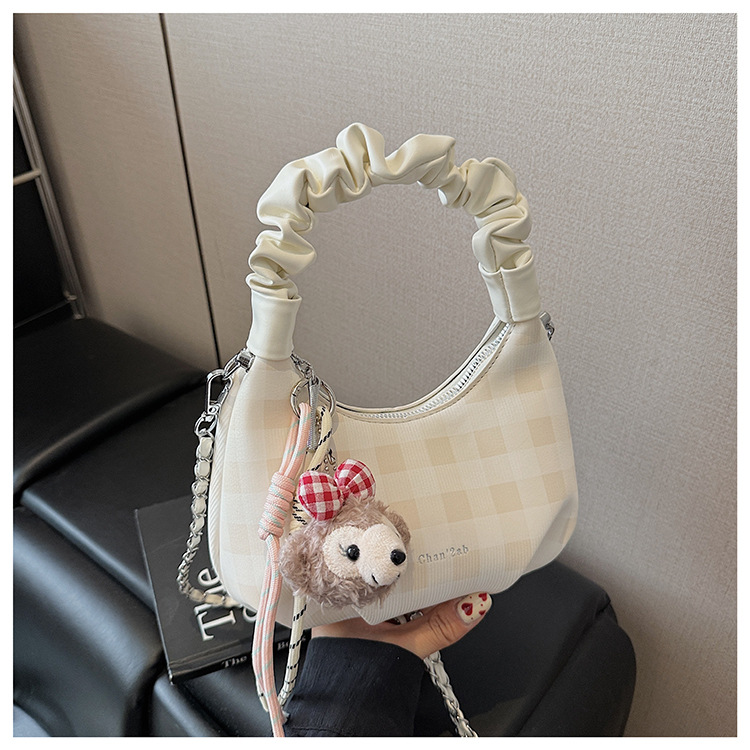 Sweet and cool style, trendy and unique cloud-shaped pleated handbag, a new summer fashion chain crossbody bag for women in 2025 undefined