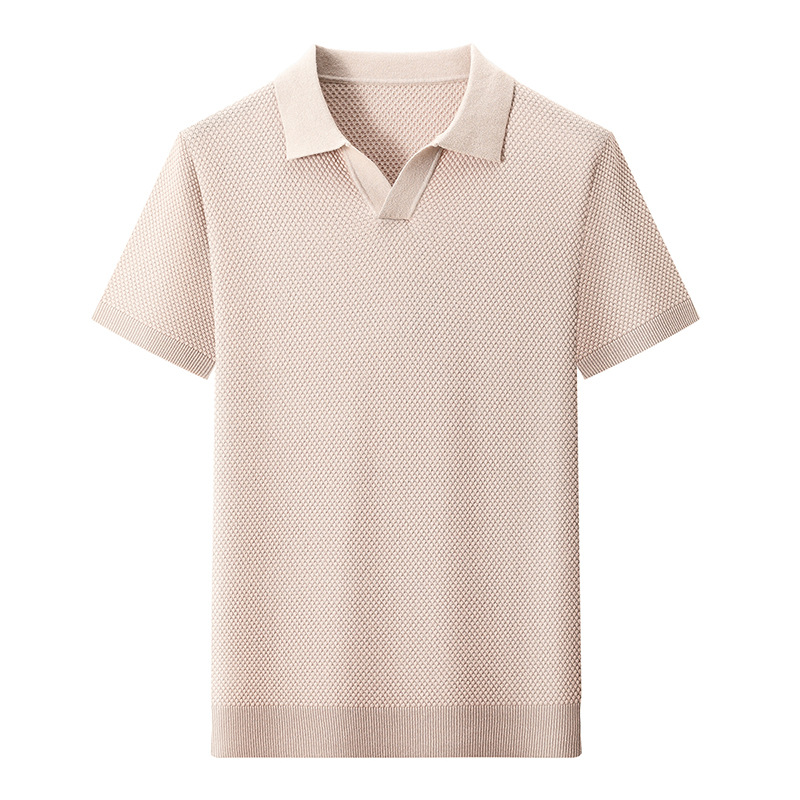 Algodón transfronterizo camiseta polo de manga corta hombre camiseta de punto de cuello en V casual base universal camiseta de hombre de manga corta T-shirt