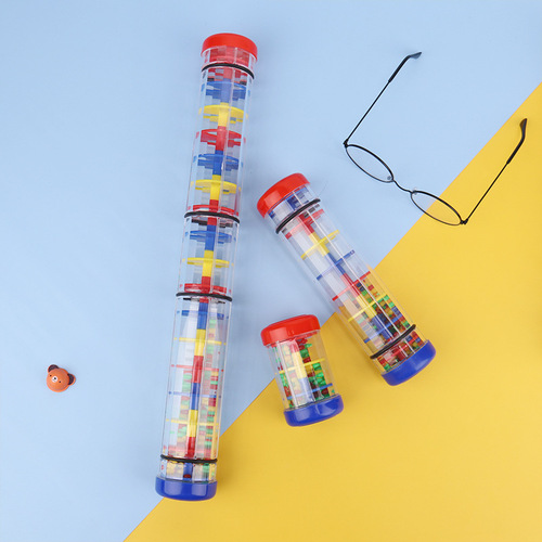 Rain sound tube Orff sand tube hearing training rain sound tube plastic toy hand-cranked rain sound tube rainbow hourglass