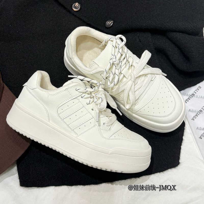 2024 zapatos de invierno de mujer con suela suave no cansada zapatos deportivos casuales con suela gruesa aumentada, moda versátil zapatos de skate de invierno gruesos