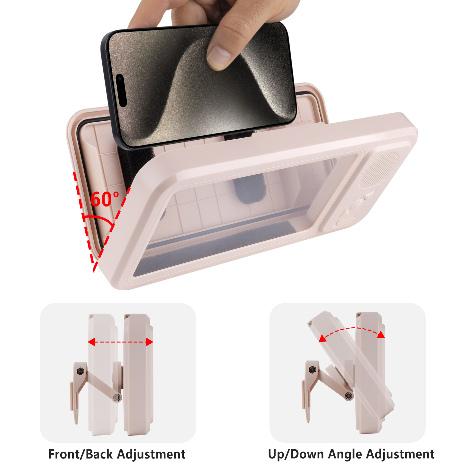 Z07浴室防水携帯電話ケース Bluetoothスピーカー スタンド 携帯電話ホルダー タッチスクリーン携帯電話ケース 入浴中テレビ視聴用