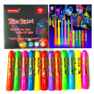 12-Color Luminous Face Paint Body Painting Face Painting Halloween Water-Based Crayon Holiday Makeup Pigment Cross-Border