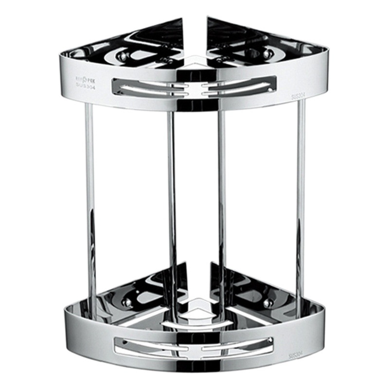 Stainless Steel Thickened Bathroom All Steel Edge Bathroom Triangle Rack Bathroom Double-Layer Storage Rack Factory Outlet