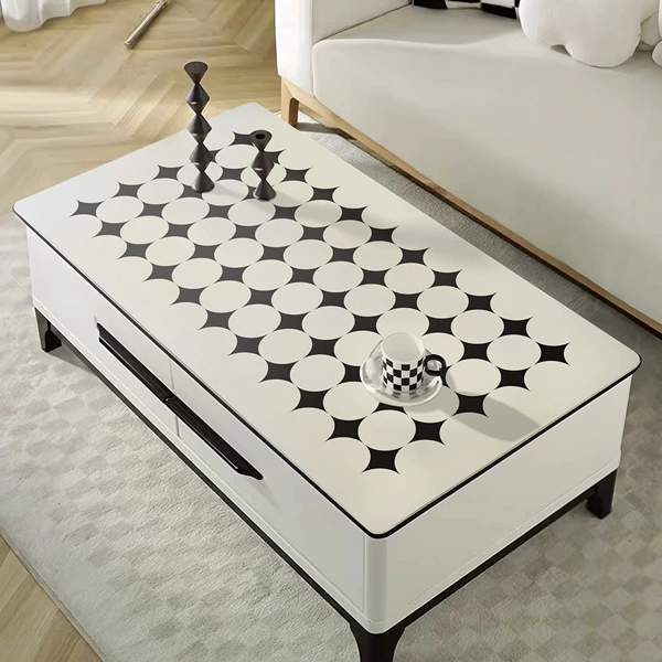 Beige round grid [Double-sided leather anti-slip base]