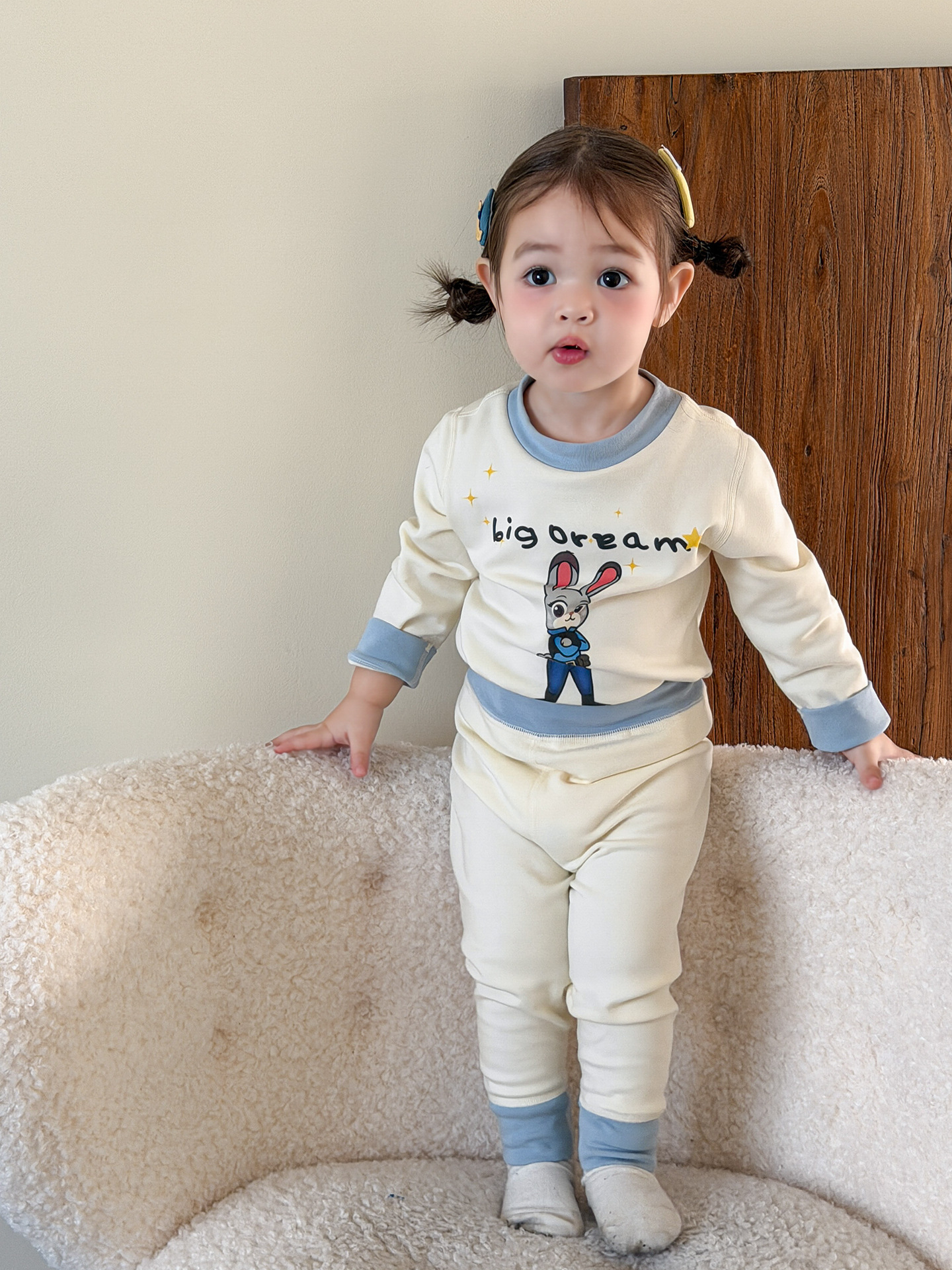 Sugar Pear ropa infantil pijama infantil ropa de invierno bebé ropa de hogar set A algodón sin costuras chaqueta de otoño de niñas