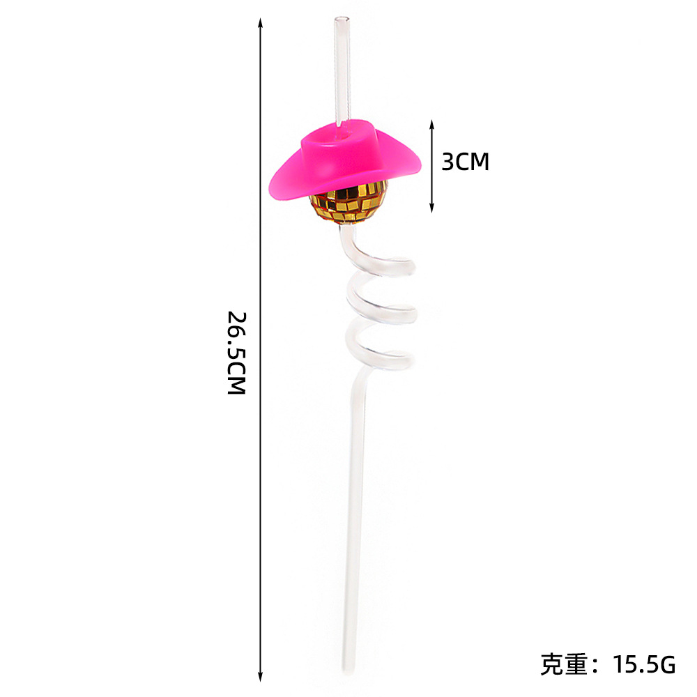 Disco bola vaquero sombrero pajita transfronteriza tema de Navidad fiesta copa de vino pajita fiesta de cumpleaños suministros de decoración