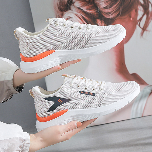 Women's Flyknit Sports Shoes  New Breathable Casual Shoes Fashionable Korean Running Trendy Shoes Foreign Trade Wholesale Women's Shoes