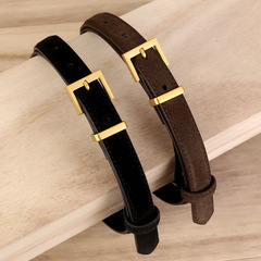 皮帶女牛反絨2024新款時尚百搭針扣腰帶女細配牛仔褲真皮褲帶