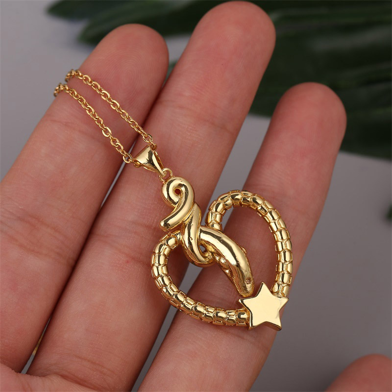 Cute Exquisite Copper Snake Heart-shaped Necklace display picture 6