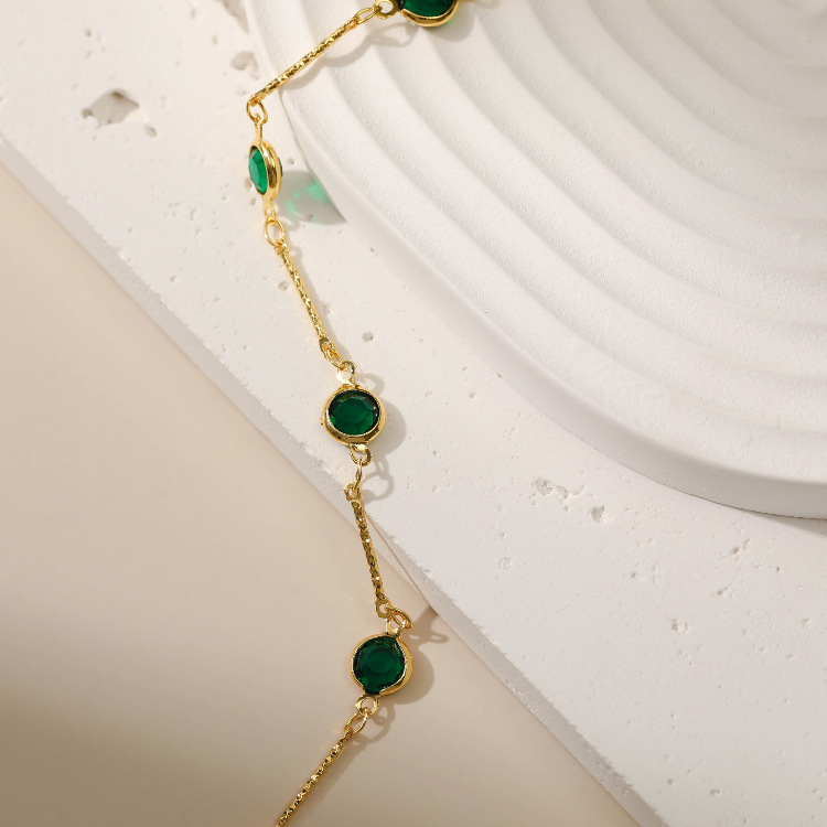 Cuivre Vert Zircon Simple Réglable Fin Bijoux De Cheville En Gros Nihaojewelry display picture 10