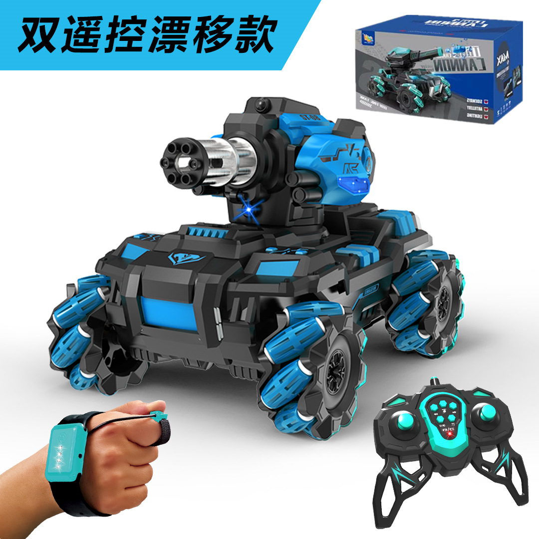 El Sensor de gesto de juguete de coche de control remoto transfronterizo puede lanzar una bomba de agua Gatlin Tanque de batalla giratorio de 360 °