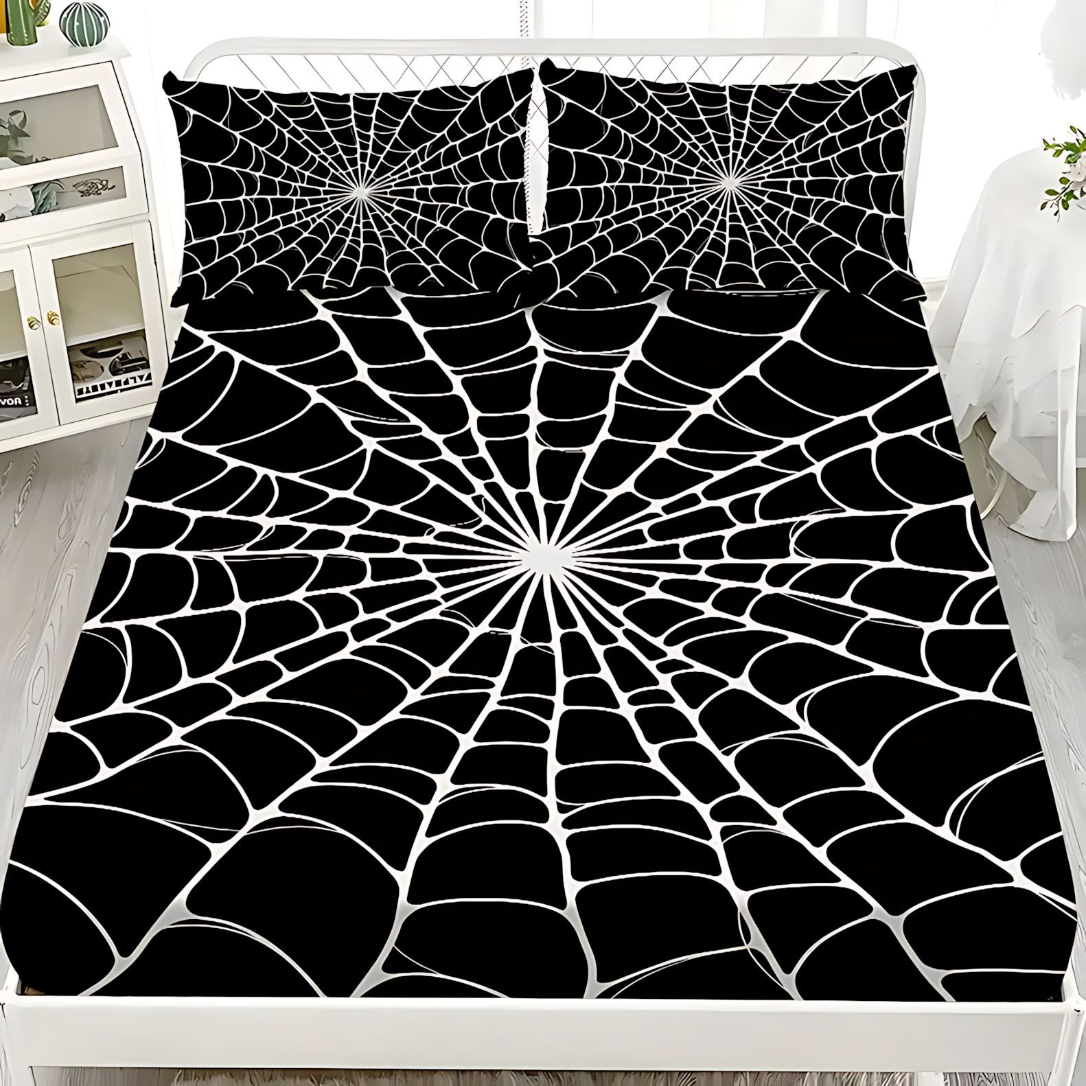 Temas de tela de araña TEMU / JIT impresión digital 3D Kit de cama de cama de cama transfronterizo J fabricantes de fuentes textiles pueden venir a la foto