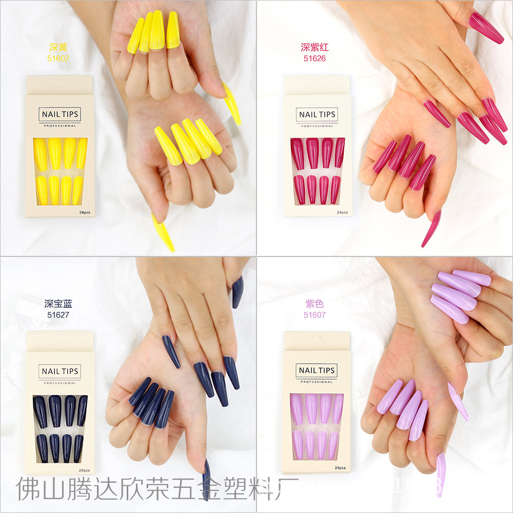 Uñas postizas de ballet coloridas, 24 piezas, largas, desmontables, procesables, al por mayor