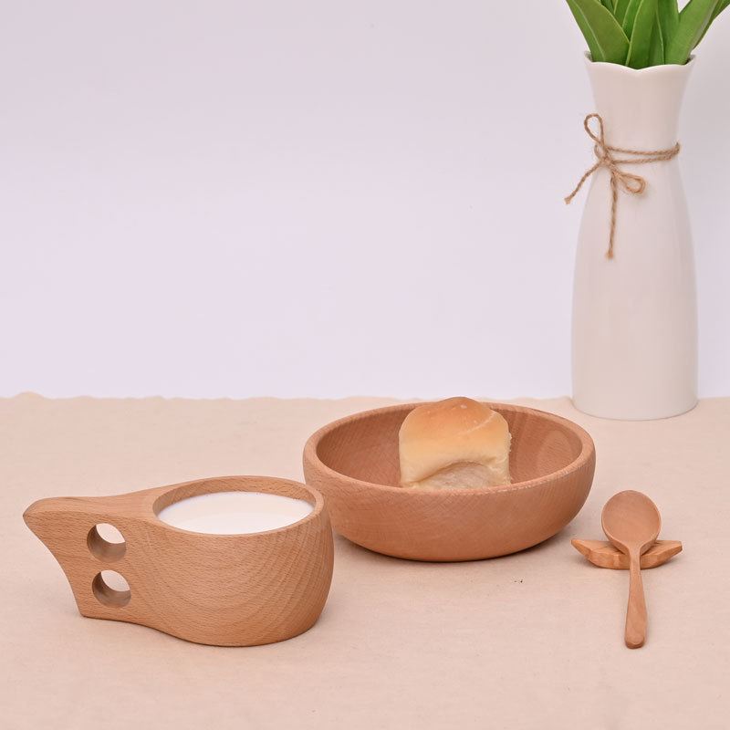 Suministro directo de fábrica, platos creativos de madera de haya, platos de madera maciza, platos de madera seca, platos de madera excavados en toda la madera, grandes cantidades y preferenciales