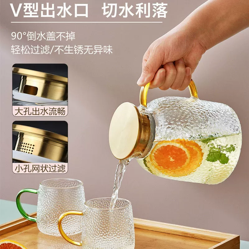 Glass capacious teapot, set, increased thickness
