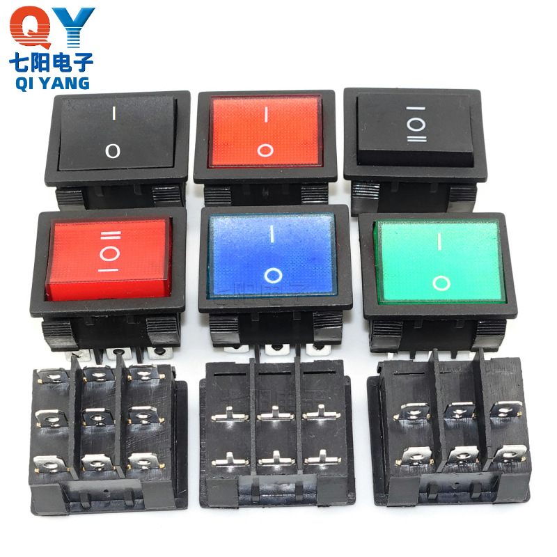 31*36mm船型开关KCD9六脚两档三路透明红色电源翘板开关 6脚2档