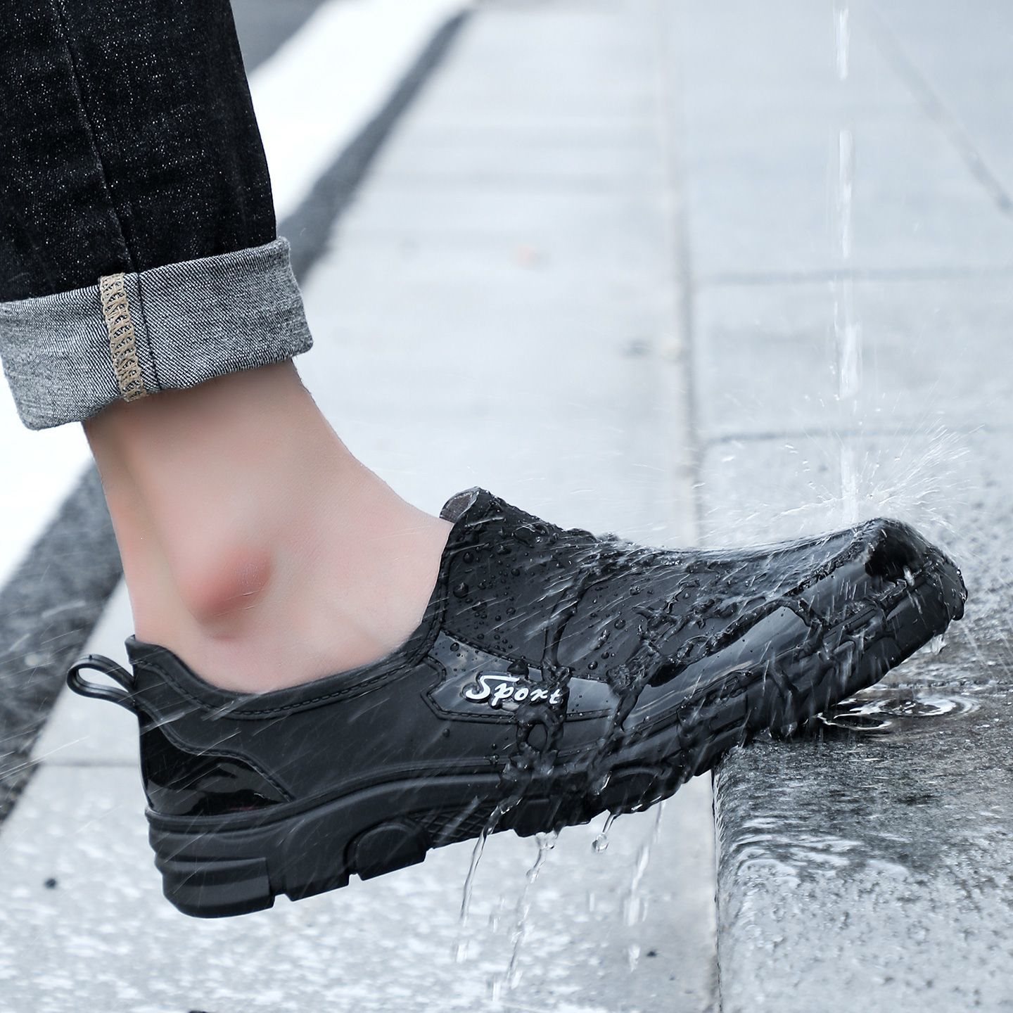 Resistente al desgaste de moda para hombres impermeables, zapatos de cocina, zapatos de trabajo, zapatos de lluvia, zapatos de algodón image 4