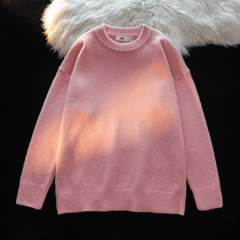 Unisex Heavyweight Knit Sweater Winter Crewneck Pullover Oversized Cable Stitch Casual Warm Thickened Sweatshirt_voghion.com