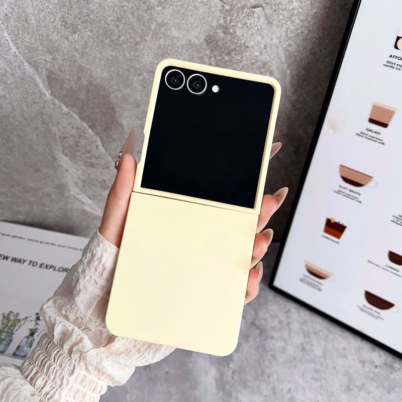 ins ソリッドカラーの肌の感触の大きなウィンドウ Samsung Galaxy ZFlip 30% off スタックスクリーンビジネス落下防止携帯電話ケースシンプル|undefined