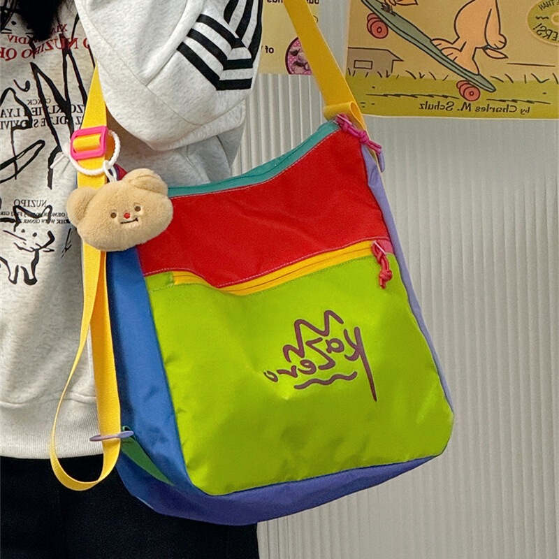 Dopamine-Colored Travel Crossbody Bag, Contrasting Color Makeup Bag, Large Capacity Tote Bag, Waterproof Nylon Toiletry Bag, Soft Dopamine-Colored Travel Crossbody Bag, Contrasting Color Makeup Bag, Large Capacity Tote Bag, Waterproof Nylon Toiletry Bag, Soft