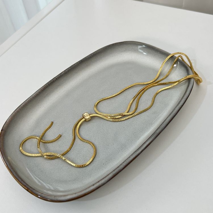 Collar de cadena serpiente para mujer de acero inoxidable moda_voghion.com